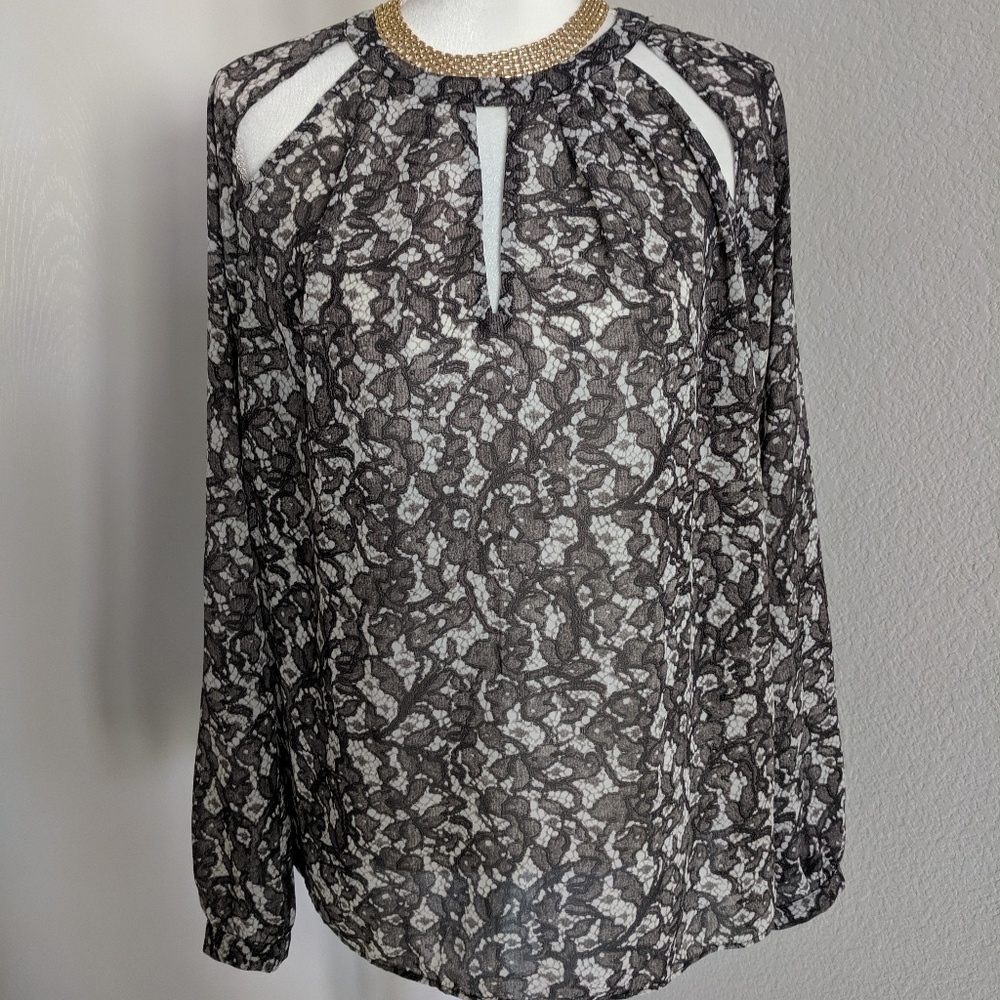 Michael Kors Printed Long Sleeve Blouse